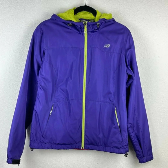 New Balance Jackets & Blazers - New Balance Windbreaker Womens Sz M Full Zip Hooded Lined Lightweight Blue Green